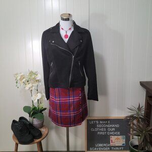 Philosophy Grunge Glam Rock Faux Suede Full Zip Asymmetrical Moto Biker Jacket